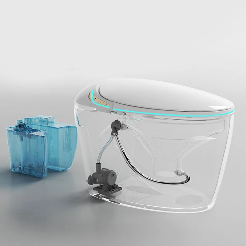Egg Shaped One Piece Siphonic Smart Toilet S-Trap Auto Flush Big Pipe 110V\220V Female Washing Warm Wind