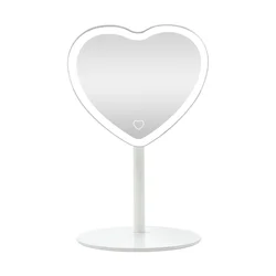 Wholesale Custom Logo Heart Shaped Pink Mirror Detachable Charging Beauty Led Travel Makeup Vanity Mirror With Light