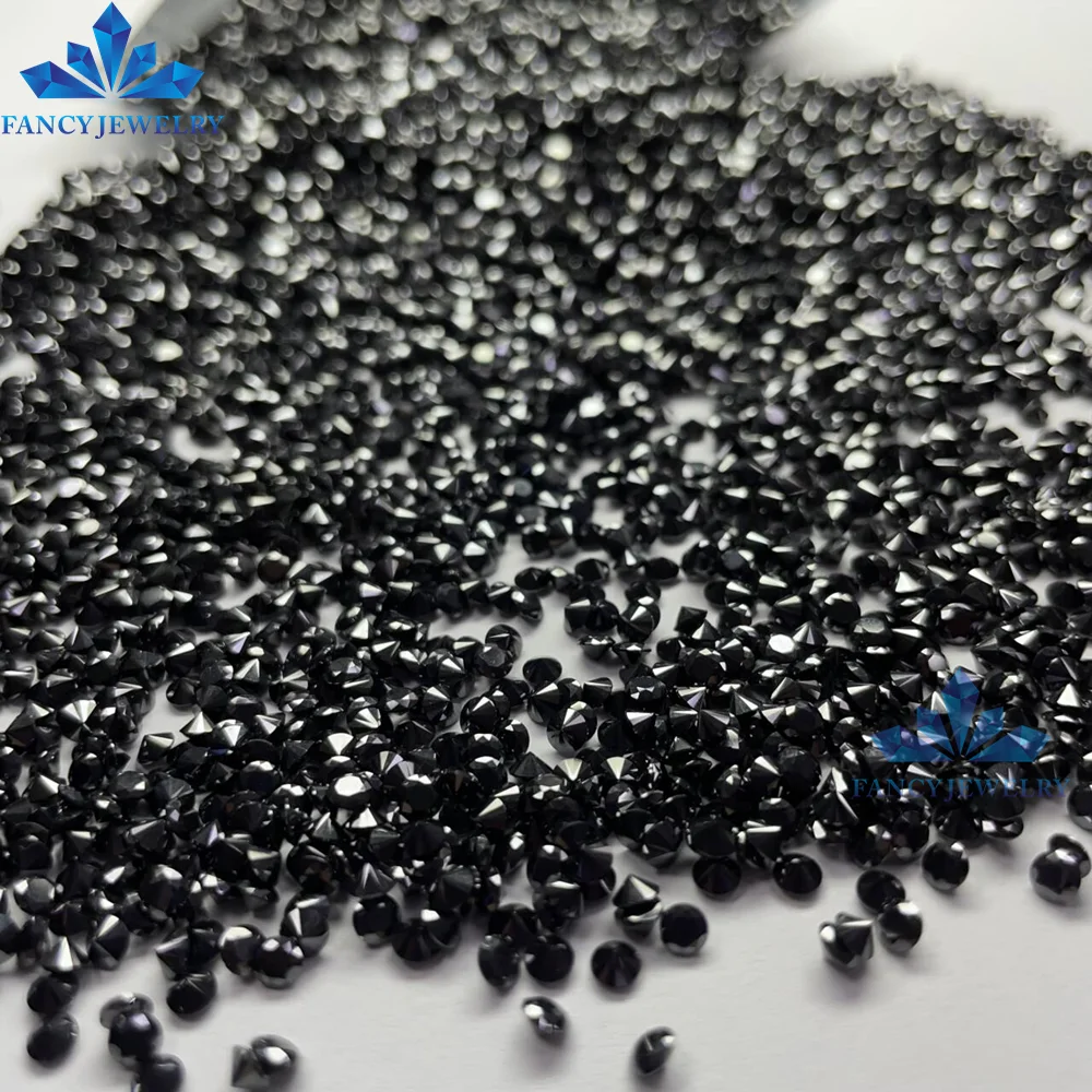 Manufacturer Wholesale Melee Loose Diamonds 0.8-3mm Small Size Round Brilliant Cut Black Moissanite Gemstones for Watches