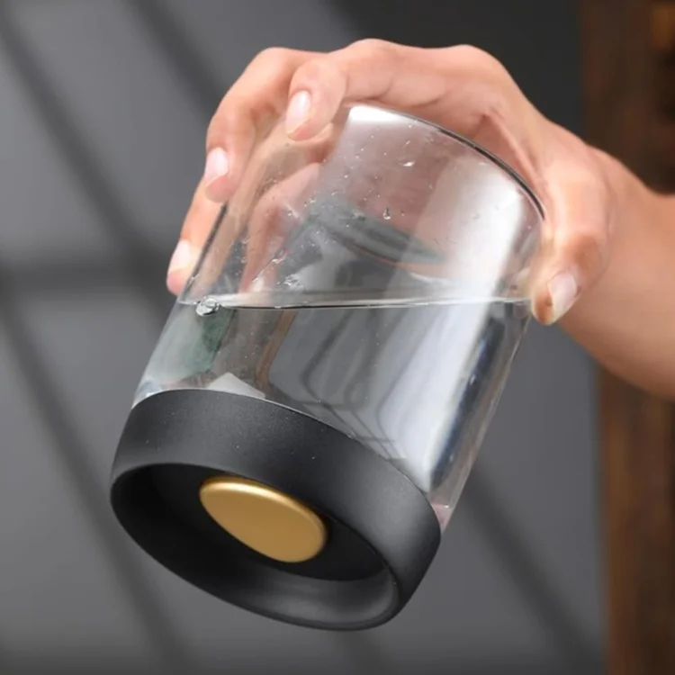 High Borosilicate Round Glass Storage Jars Coffee Beans Sealing Canister with Press Vacuum Sealed Black Lid