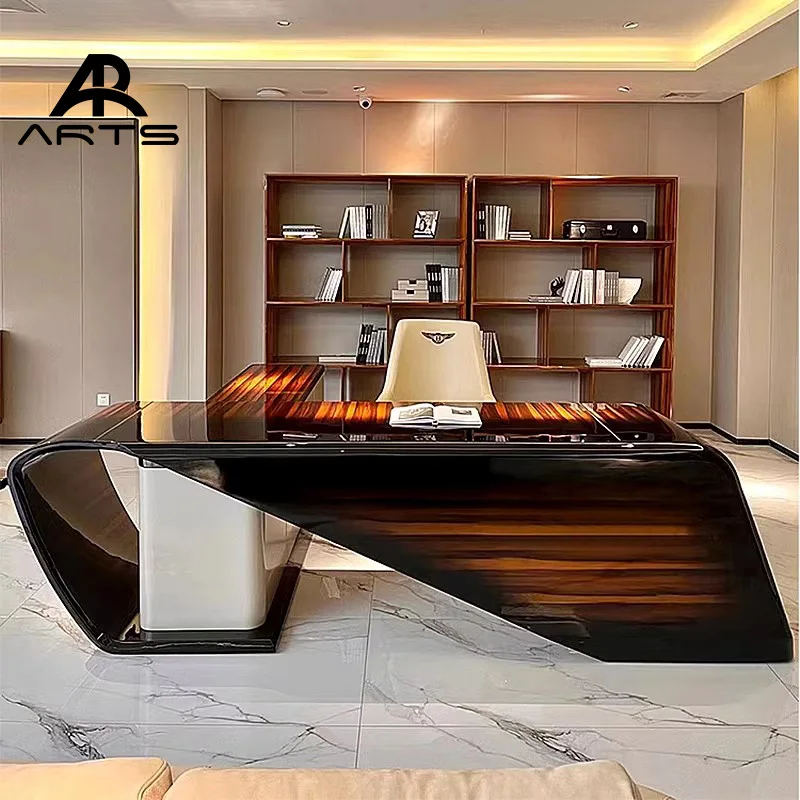 Italian Modern office desk solid wood with chairs  designer for company use boos use office furniture