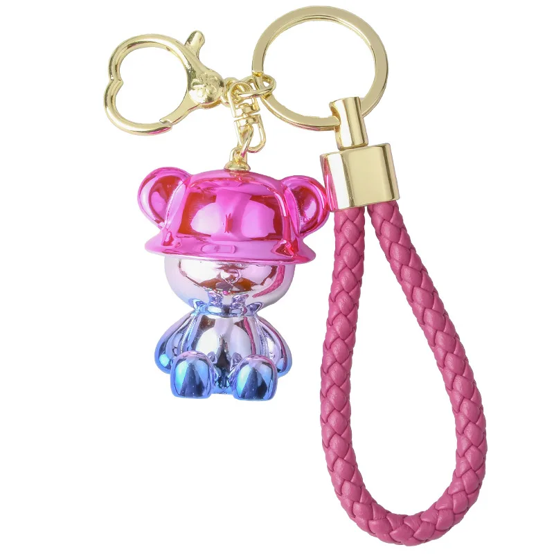 Wholesale cute bear 3d keychain pvc customized print logo silicone key ring plastic keychain animals resin key chains