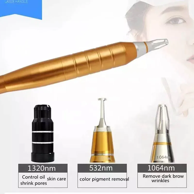 Handheld Picosecond Laser Accessories 1064 532 1320 Honeycomb Fractional head tattoo removal yag laser handle