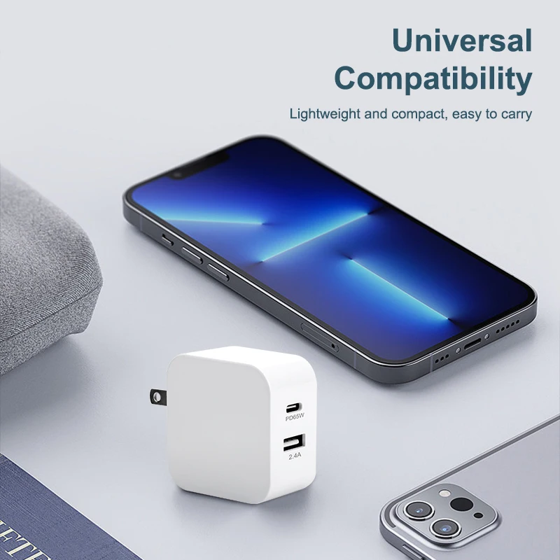 Быстрое зарядное устройство pd 65 Вт высокоскоростное двойное зарядное