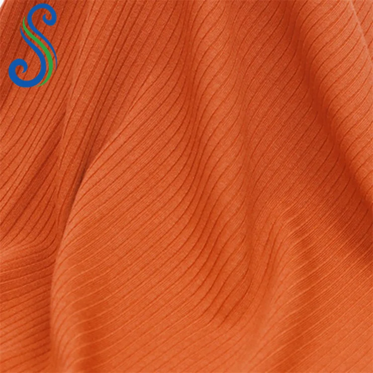 Wrinkle Resistant 4x2 Rib Bamboo Organic Cotton Spandex Knitted Fabric for Women Clothes