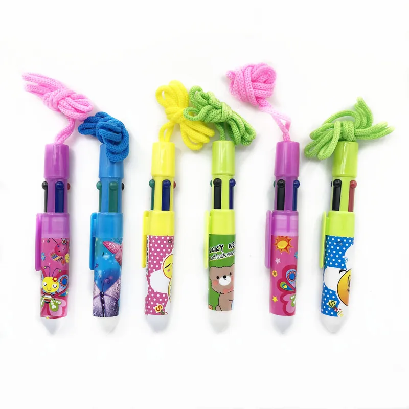 Bulk Selling High Quality Fancy 4 in 1 Ballpoint Pens with Lanyard for Children