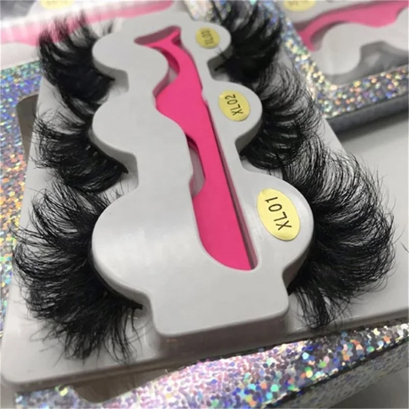 Custom Magnetic Eyelash 25mm Handmade 3d 5d Fluffy Mink Strip Eyelashes 3 Pack magnetic eyelashes