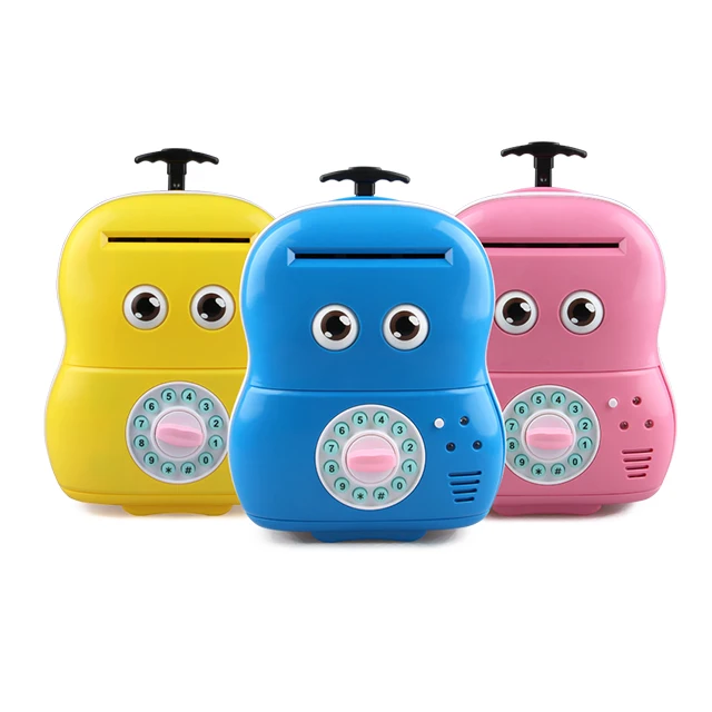 Creative electronic money box suitcase plastic piggy bank safe deposit box with password