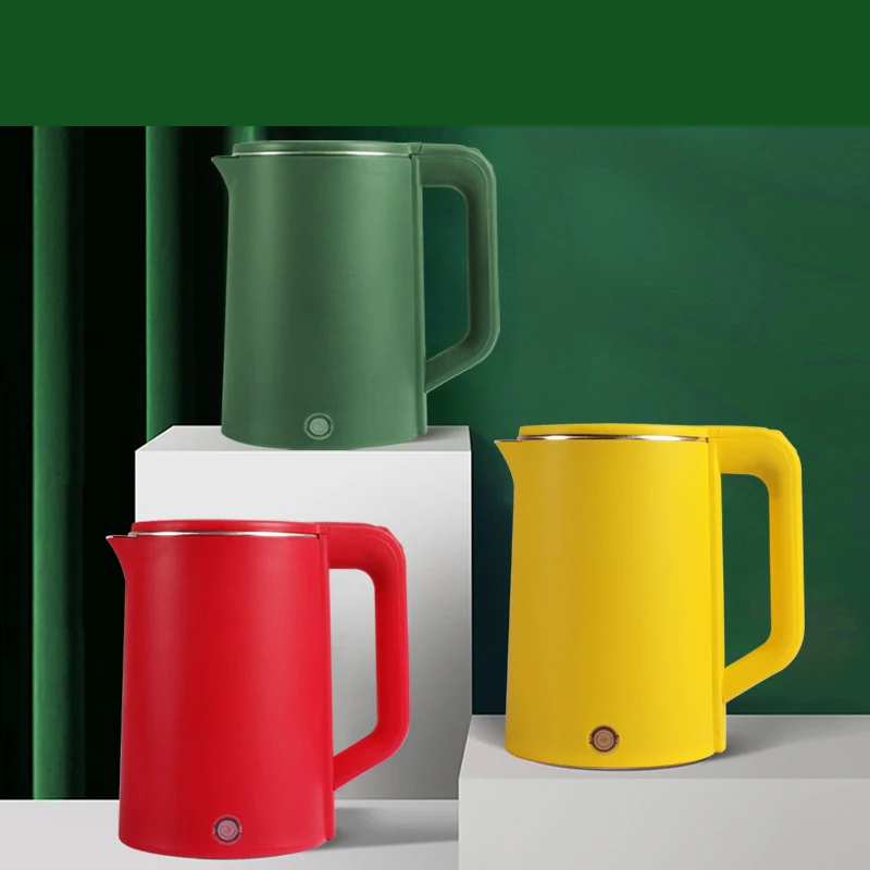 Прямая продажа, двухслойный чайник из нержавеющей стали, с защитой от ожогов, электрический чайник, гостиничный чайник с двойной изоляцией, емкостью 2,3 л