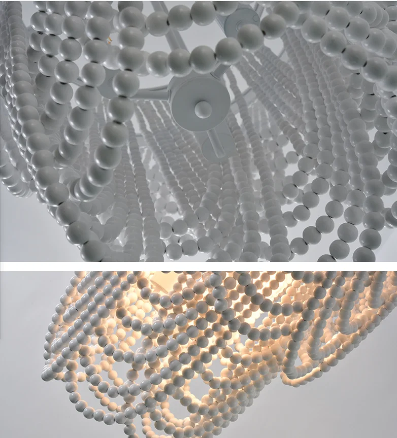 American  countryside BOHEMIA Retro Wood Art Wooden Bead Design Nordic Ceiling Lighting Chandelier For Living Room