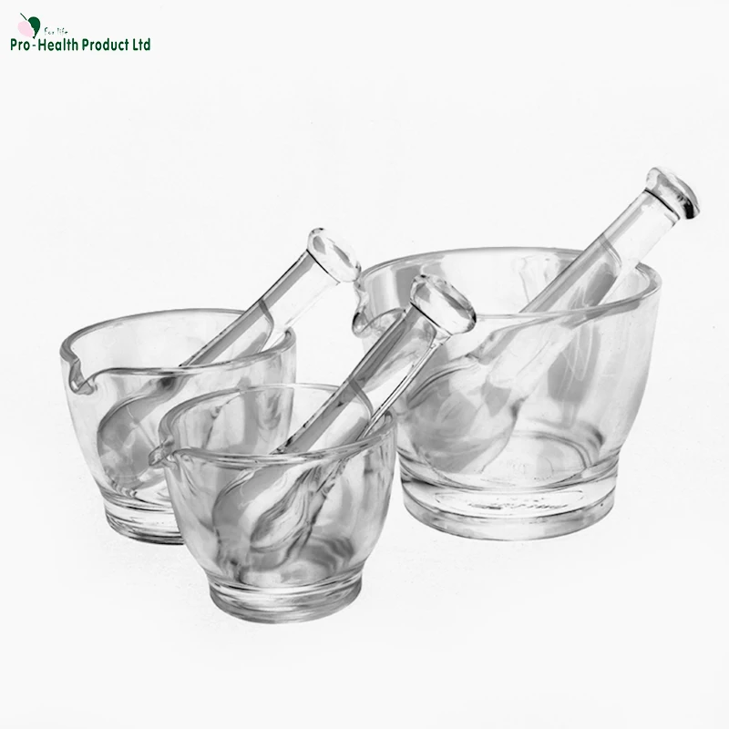 8oz Glass Mortar and Pestle Bowl, Medicine Grinder and Mixer for Pharmacy or Science Lab