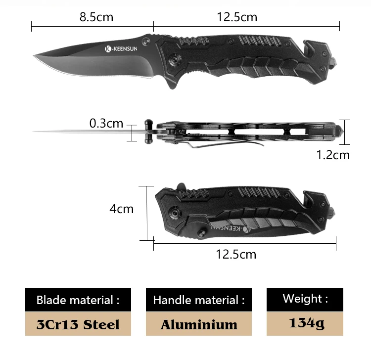 Low price stainless steel switch black blade folding with pocket clip hunting tactical knife for camping