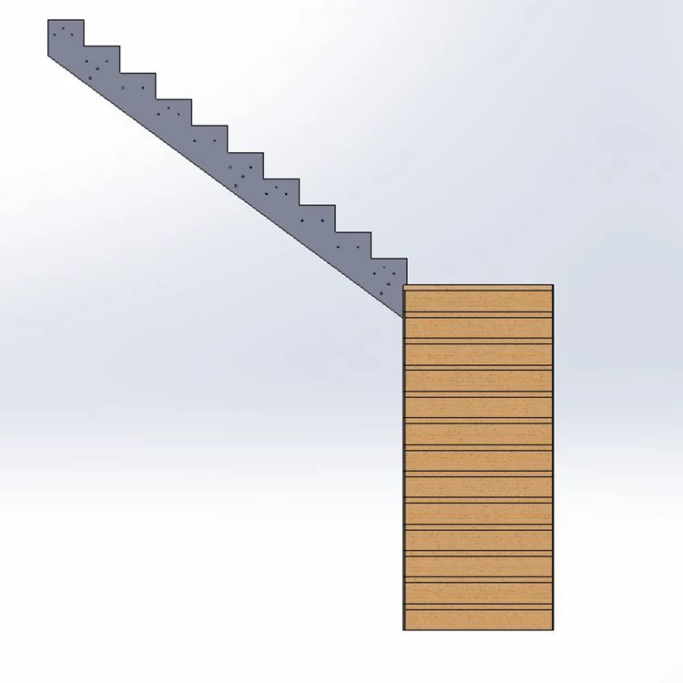 Modern indoor staircase designs steel frame solid wood staircase