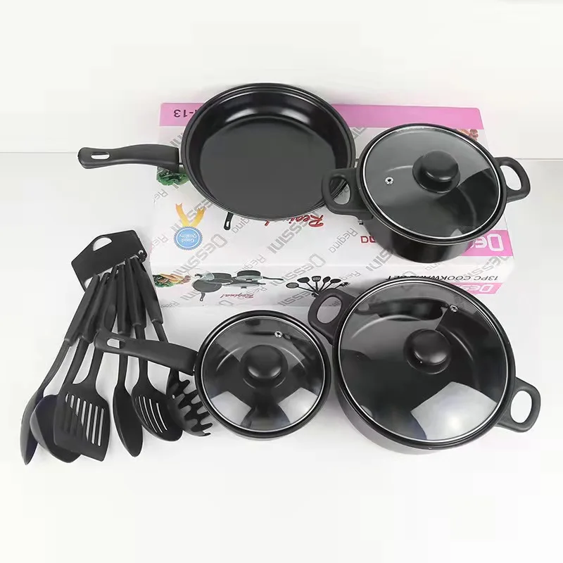 Горячая Распродажа, антипригарная кухонная сковорода 13 шт., запасные горшки, набор посуды для вок