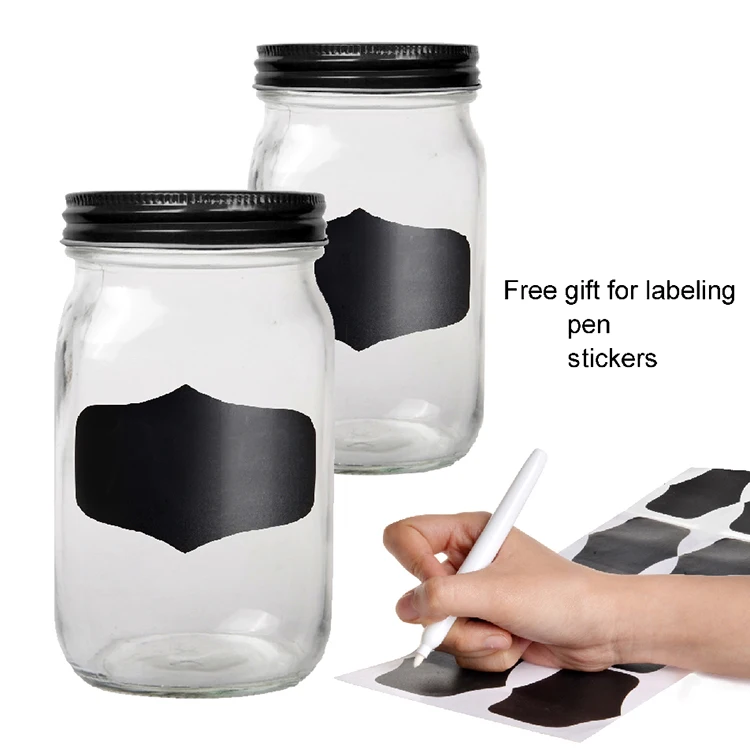 Wholesale Customized logo clear Glass Mason Jar Drinking Juice Glass Jar with Metal Screw Lid Glass Mason Jars for Food Storage