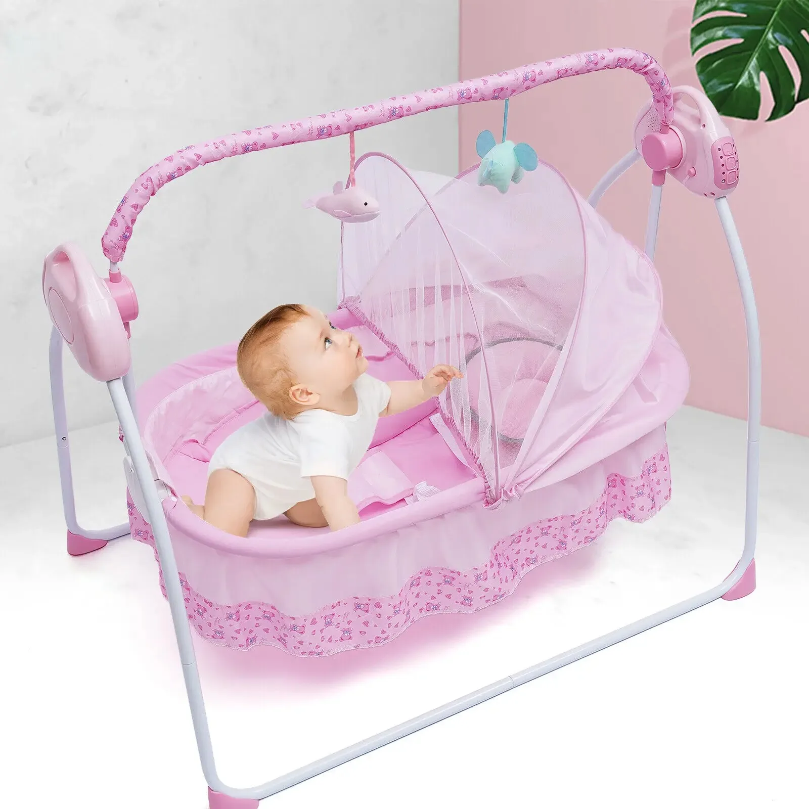 Istarid Portable Electric Swing Baby Crib Cradle Auto Bassinet Infant Music Swing Sleeping Bed