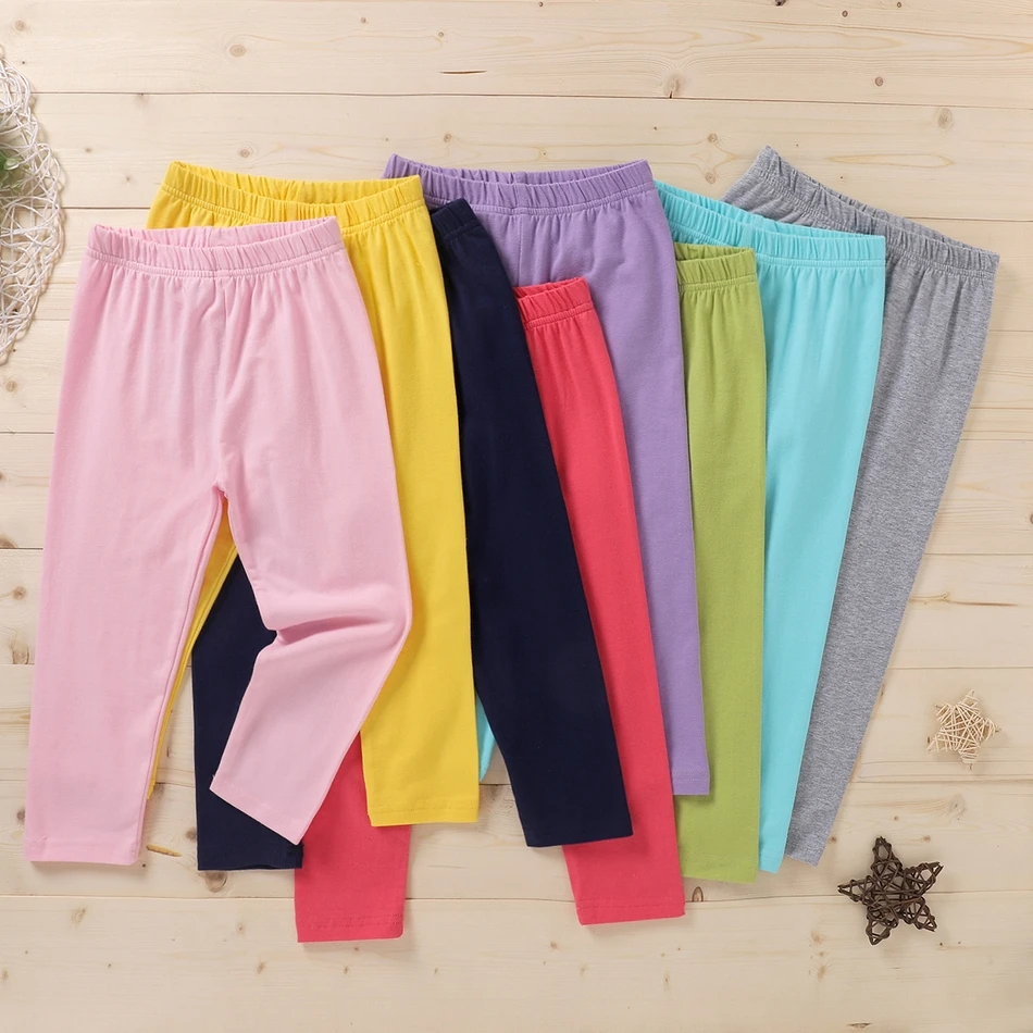 
Mysweeby Custom hot selling Wholesale Candy Color Little Girl Plain Elastic Pants breathable kids girls pants trouser 