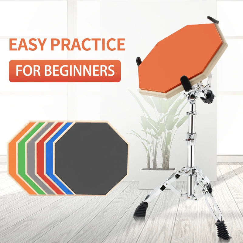 Wholesale environmentally friendly sturdy 12-inch practice dumb drum pad rubber drum head drum stand 50-70 adjustable