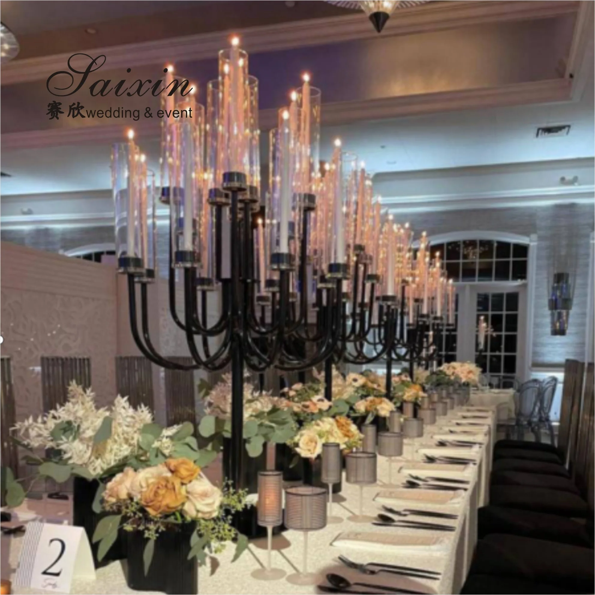 Tall Wedding Table Decoration Centerpiece Candle Stand 20 Arms Black Metal Candelabra