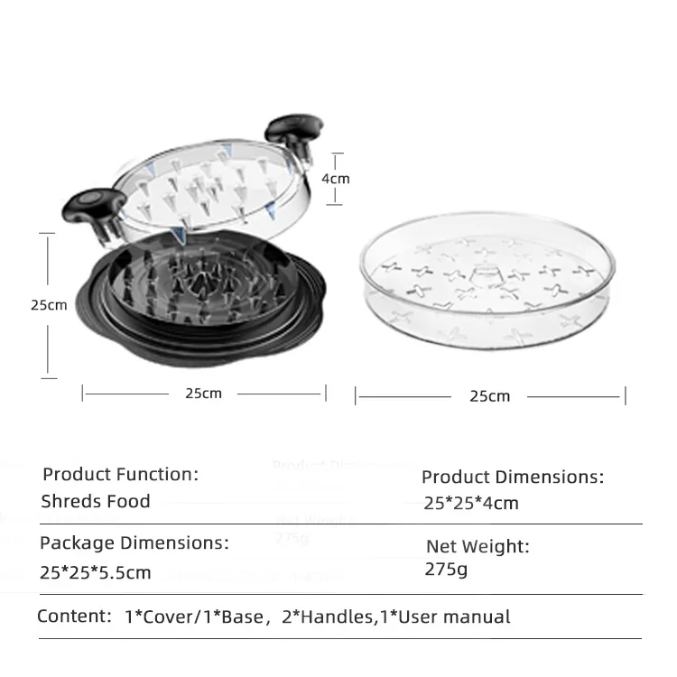 2024 Popular Kitchen Tools 9.84 Inch Petal Chicken Shreder Upgrade Chicken Breast Salad Chopper Large Chicken Shredder