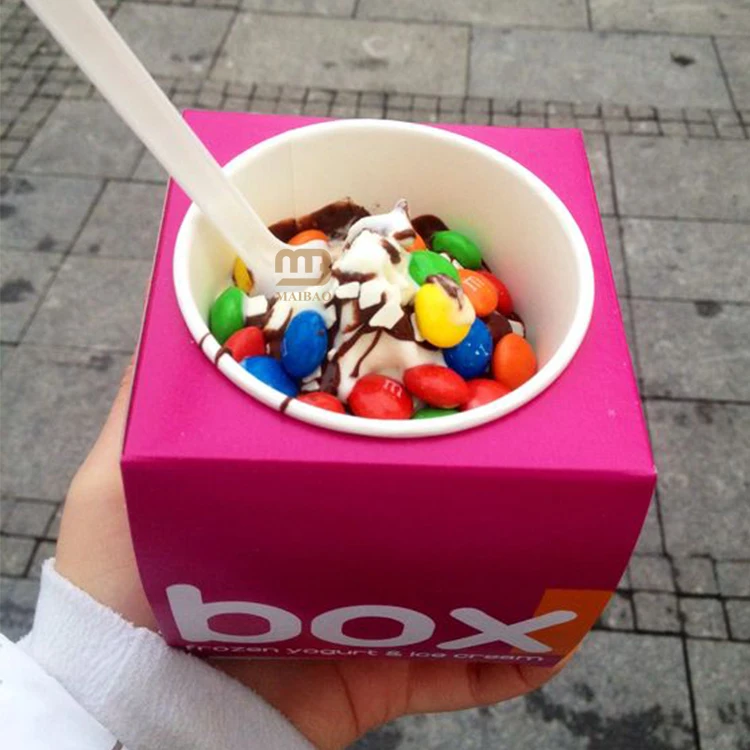Wholesale takeaway ice cream box dessert yogurt ice cream paper bowl food packaging box custom dessert boxes with logo packaging