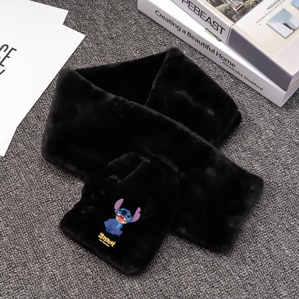Stitch plush bib winter student hedging all-match warmth neck protection printing cartoon cute warm