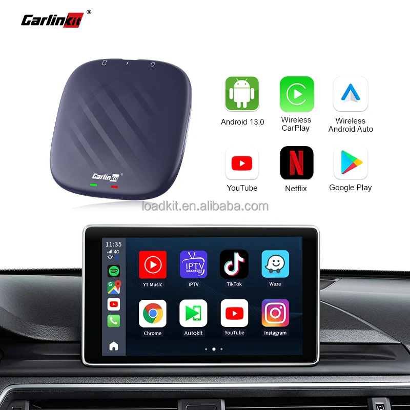 Carlinkit Android 13 CarPlay Ai Box 4GB+64GB Wireless CarPlay & Wireless Android Auto Adapter Suitable for 98% of cars
