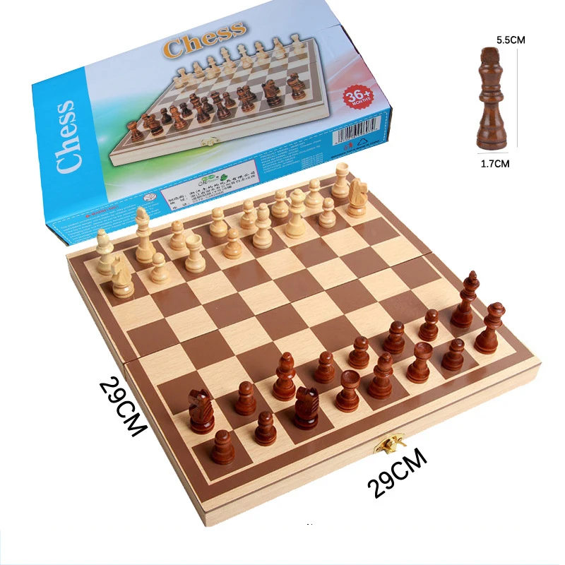 Folding Bamboo Box Travel Mini Chess Board Pieces Wooden Chess Set Board Chess Games