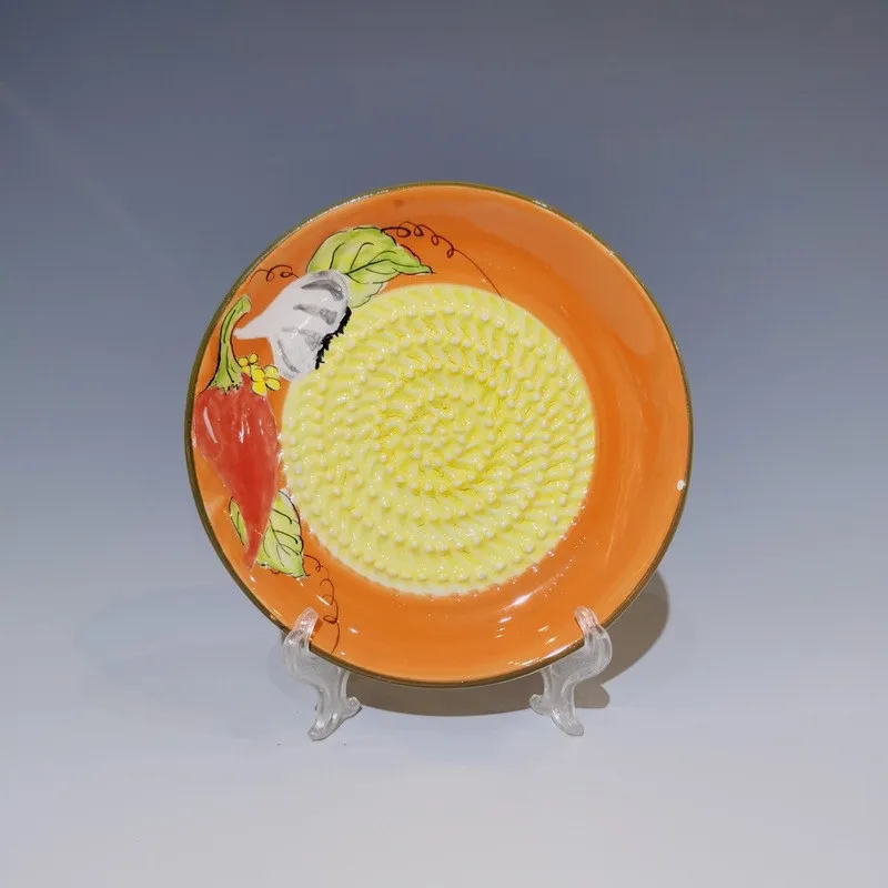 Hand Made Colored Glazed Ceramic Grating Garlic Plate Porcelain Grater Plates Set Ceramic Garlic Grinder Plates