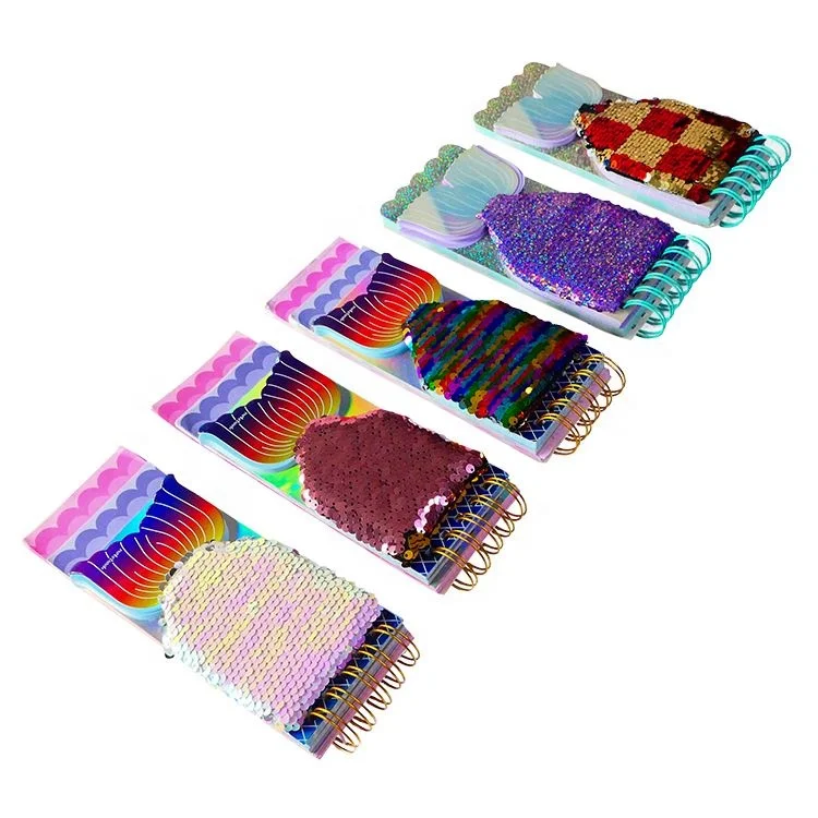 Factory supply mini notebook colorful sequin mini sequin customized sequin hard cover notebook