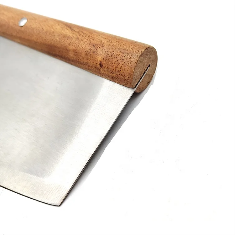 Pizza Cutter Rocker  Stainless Steel Slicer Knife with Wooden Handle & Blade Cover Premium Pizza Oven Accessories