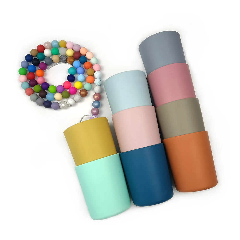 Non Spill Eco Friendly Baby Feeding Drinking Cup Portable Children Self Feeding Water Cup Big Mouth Straight Silicone Baby Cup