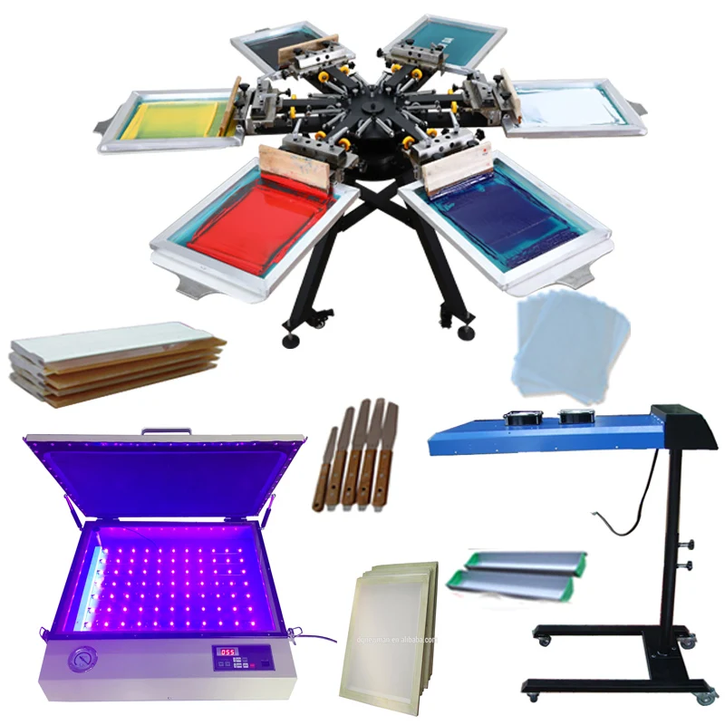 rotary silk screen printing machine 6 color 6 stations with micro registration with some kits