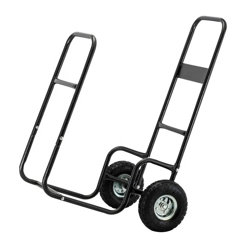 Firewood Cart Wood Hauler Fireplace Log Carrier Mover, Outdoor Indoor Wood W/Rolling Wheel Dolly Storage Holder