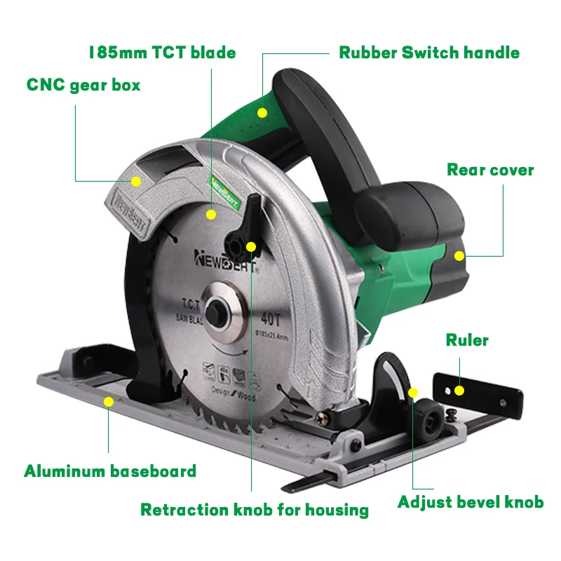 NewBeat 220V 185mm Mini Portable Wood Metal Cutting Machine Hand Power Electric Circular Saw Tools