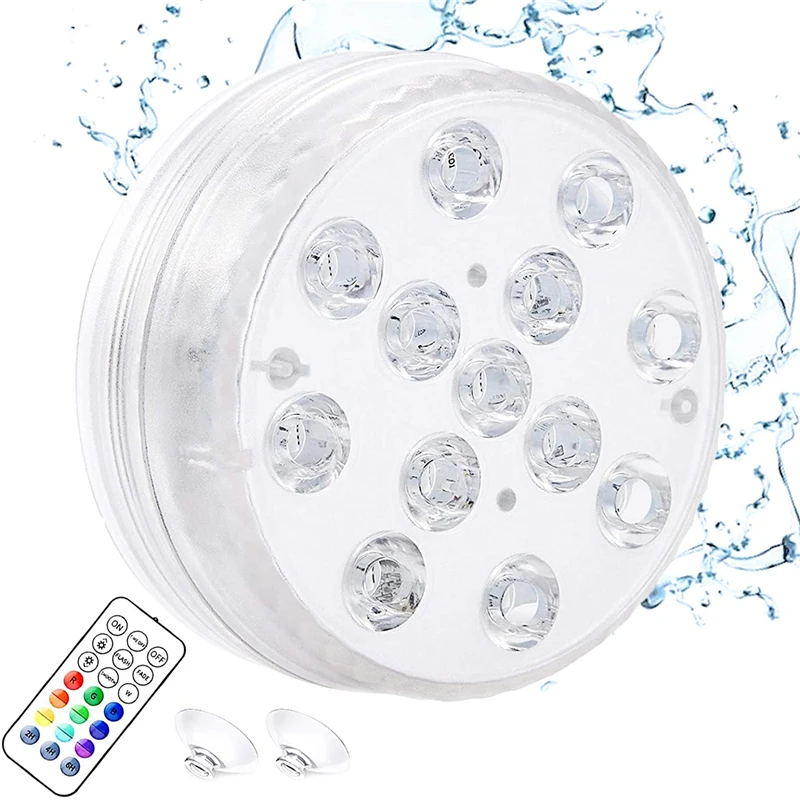 
Hot sale 16 Colors ip68 Submersible 13 Led Light with Suction Cup for Outdoor Garden Swimming Pool Underwater lamp 