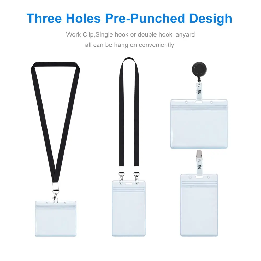 Custom Size Premium Clear Plastic Resealable Zip Vertical Horizontal Creative Work Badge Tag License Id Card Protector Holder