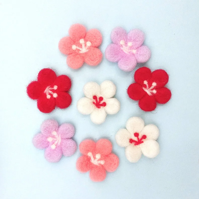 DIY Brooch Hair Ring Pin Material Handmade Felt Wool Flowers