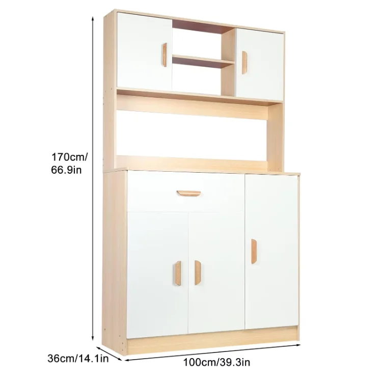 Buffet Sideboard Storage Large Kitchen Display Pantry Cabinet, Modern Freestanding Pantry Storage Cupboard Drawers Sideboard