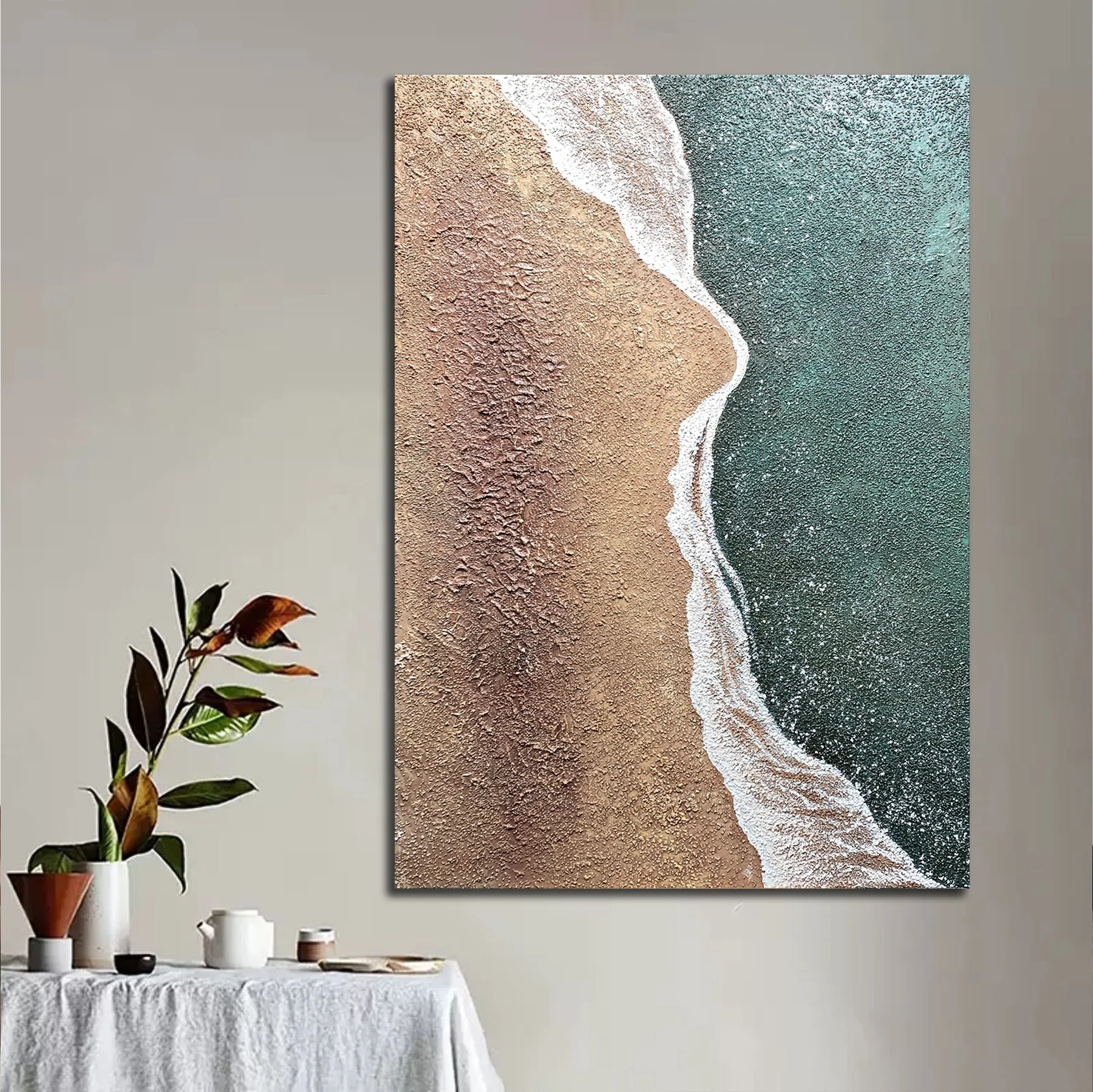 Darling Hand-painted oil painting thick texture beach painting handmade abstract canvas seascape painting for wall art decor