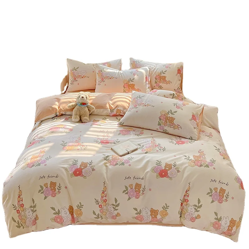 Guaranteed Quality proper price animal design 4pcs Kids cotton Flannel Cute Cartoon kids  Winter Thicken duvet cover Bedding Set