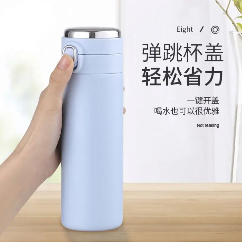 Factory Direct pop cover portable outdoor pea horn smart insulation Cup stainless steel double wall thermal cup straight Cup