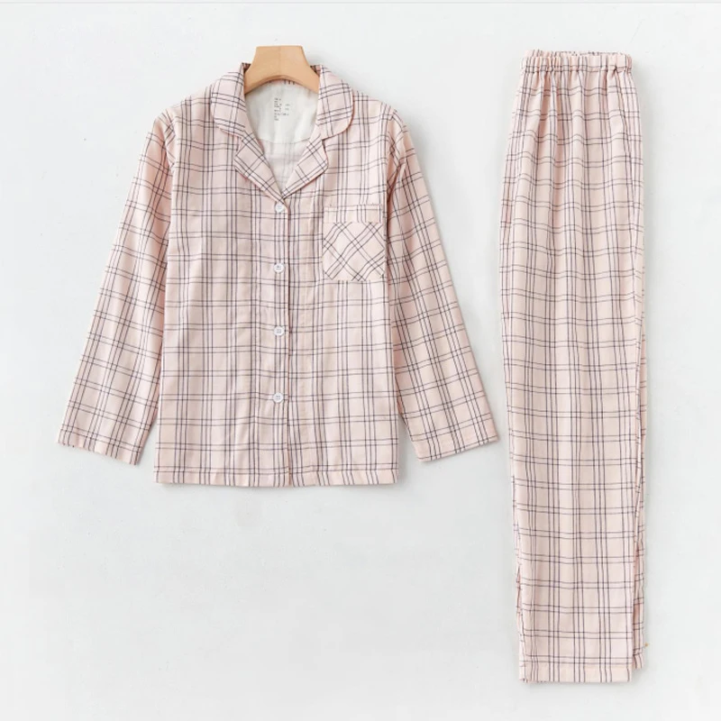 Осенние мужские Бесшовные Топы с длинным рукавом и брюки, пижамный комплект из 100% хлопка для мужчин