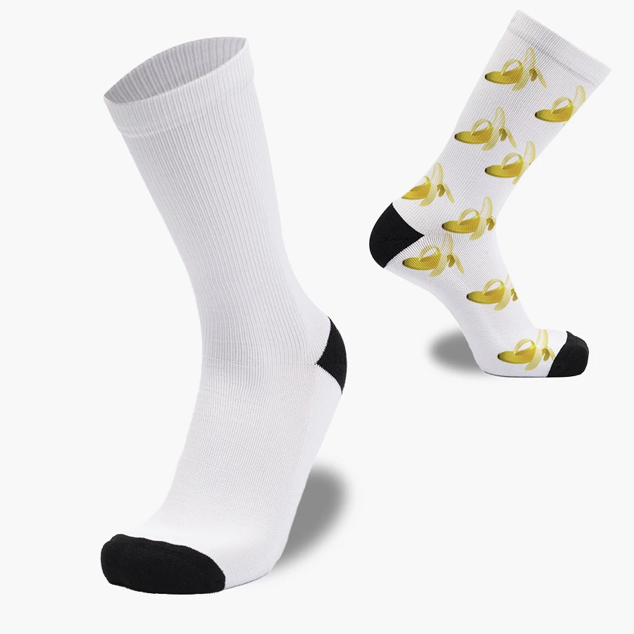 2022 New design fully customized pattern socks sublimation blank polyester novelty 360 banana print socks