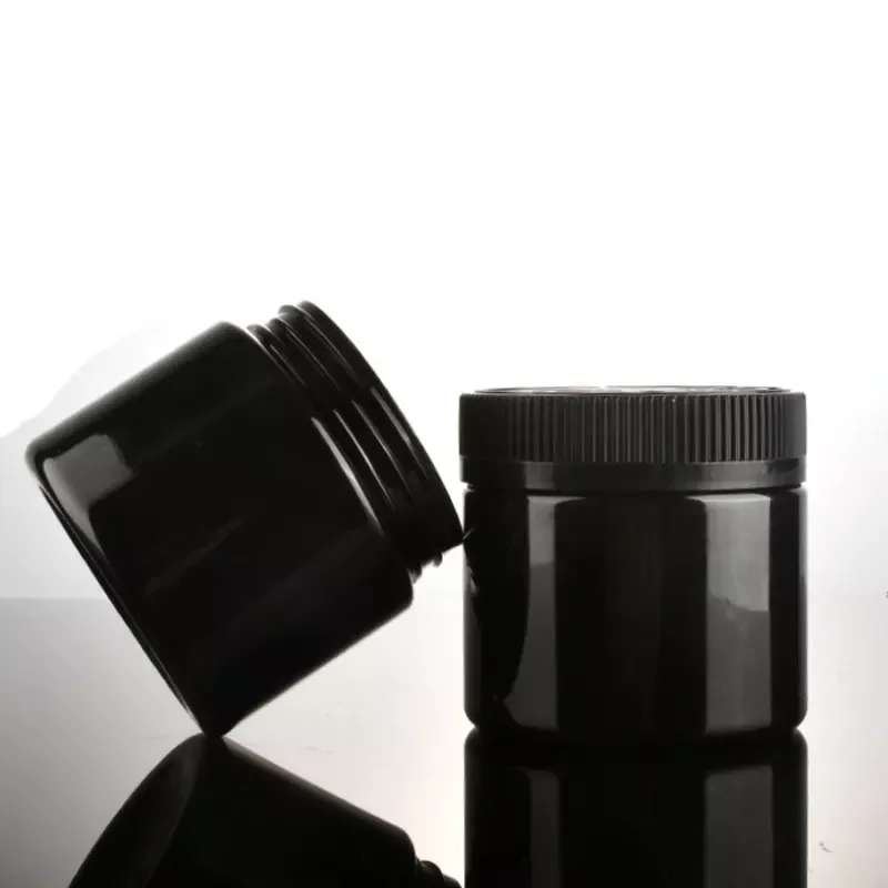 wholesale PET capsule health care supplement pill jar bottle 4 oz  black plastic empty pill childproof jar