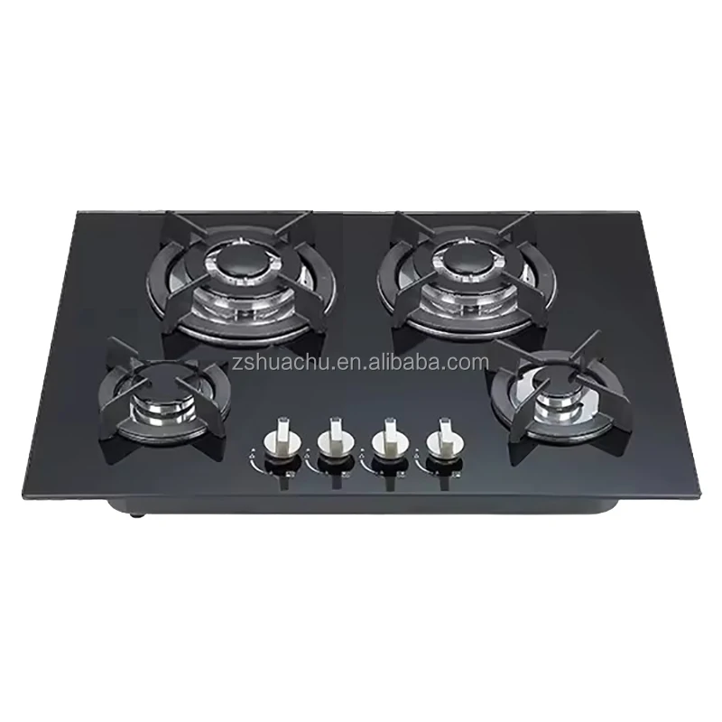 2 big burners Modern Design 4 Burner Gas Cooker Hob Glass Cover for stove