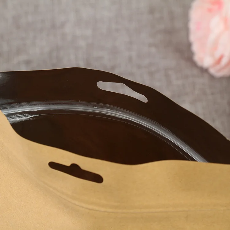 
Wholesale 500 g food grade kraft paper bag coconut sugar packaging stand up pouch with window 
