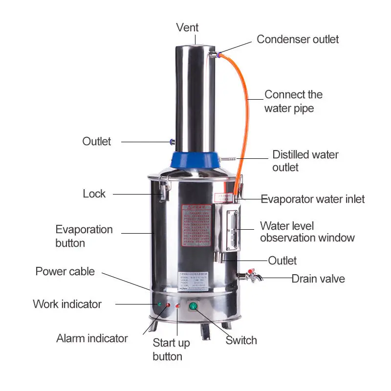 Water Distillation System High Efitness Water Distiller Machine 20l/h Water Distiller for Lab Home