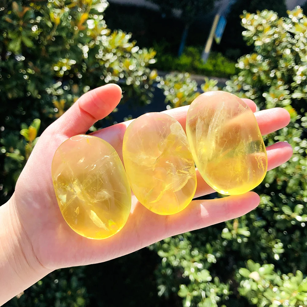 Natural High quality Citrine palms Crackled Rock Healing Stone Crystal Tumbled For Feng Shui Decoration