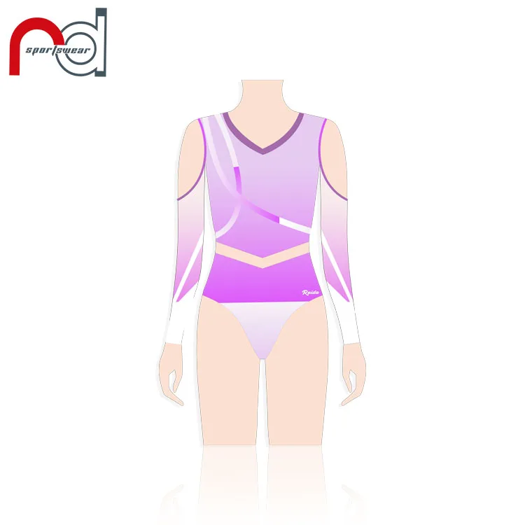 Custom Designed Child Dancewear Leotards Gymnastics Girls Mesh Long Sleeve Balle Leotard